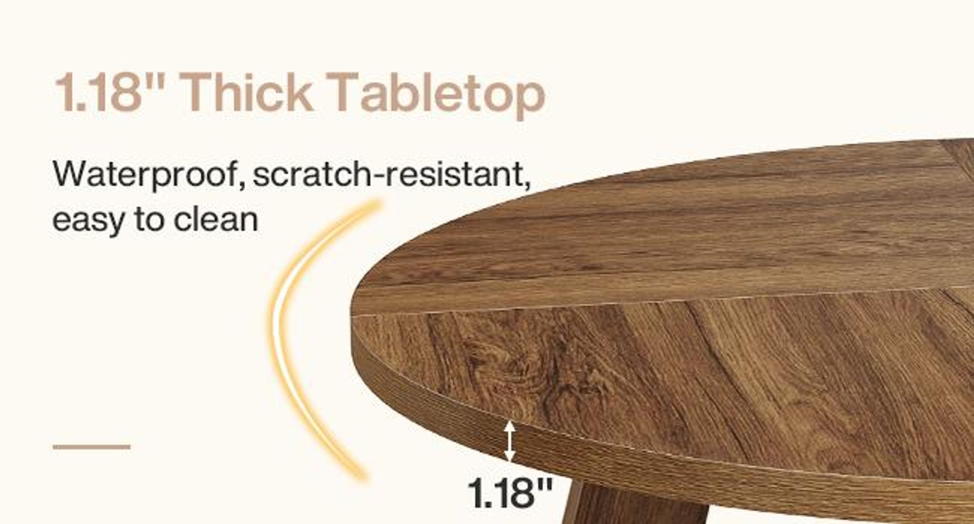 Tribesigns runder Couchtisch, 100 cm Mid-Century Modern runder Couchtisch mit verstärkter Kreuzstrebe, niedriger Holztisch für Wohnzimmer, Walnuss