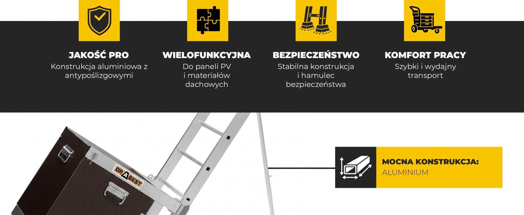 Drabest | Winda drabinowa - wciągarka drabinowa - dla dekarzy - maks. udźwig 125 kg - moc silnika 1050 W