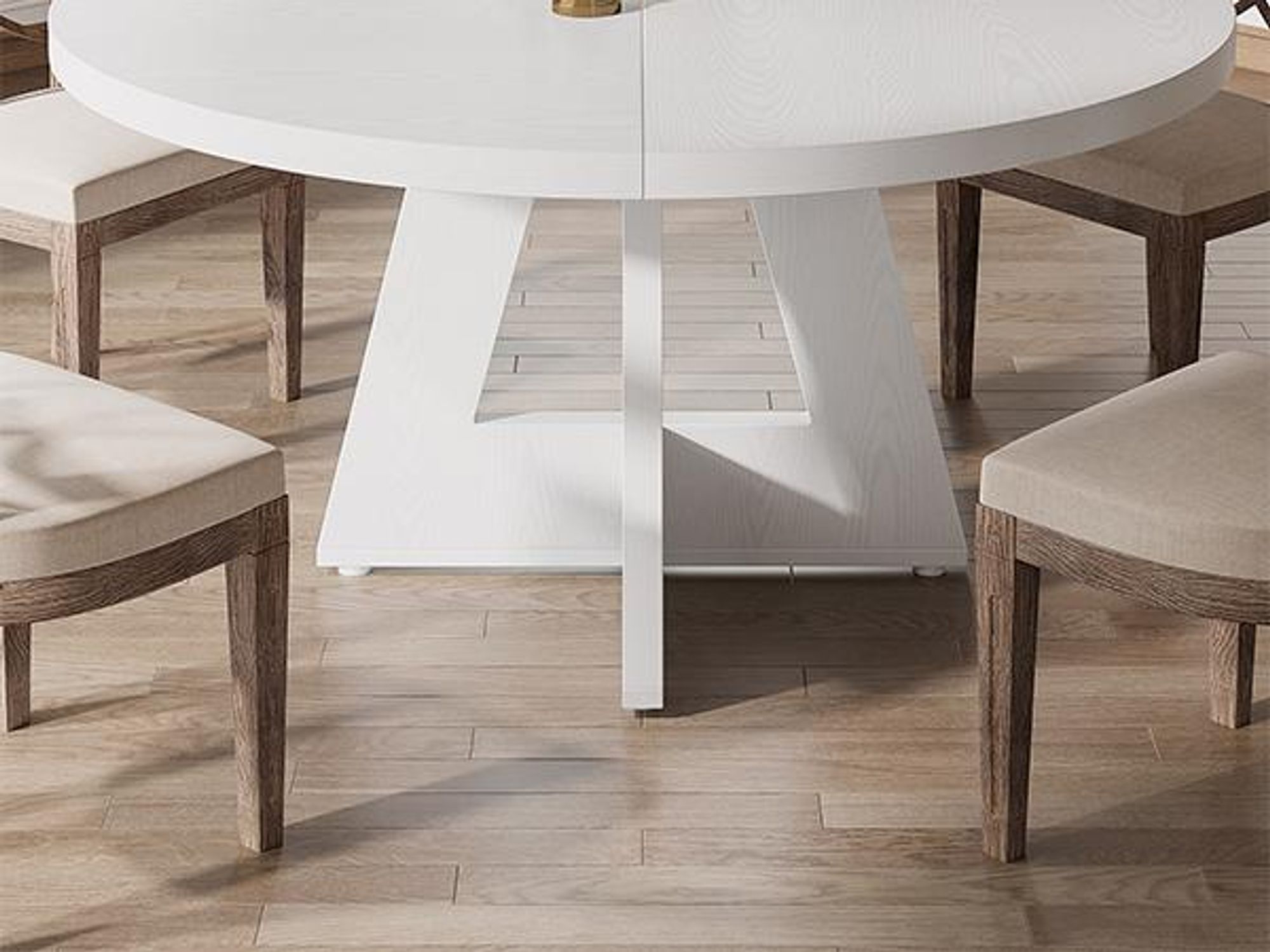 Runder Esstisch für 4 Personen, 47 Zoll runder Küchentisch im Landhausstil mit Holzgestell, geeignet für Küche, Esszimmer und Wohnzimmer (weiß).