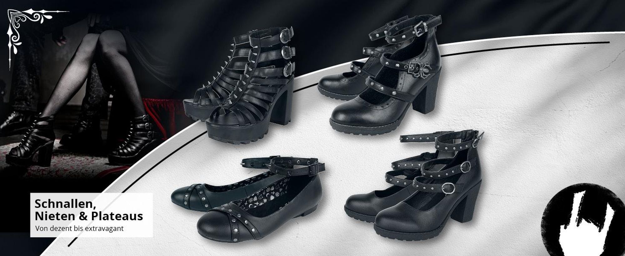 Gothicana by EMP Damen schwarze Netzhandschuhe fingerlos mit Daumenloch - sehr elastisch Standard