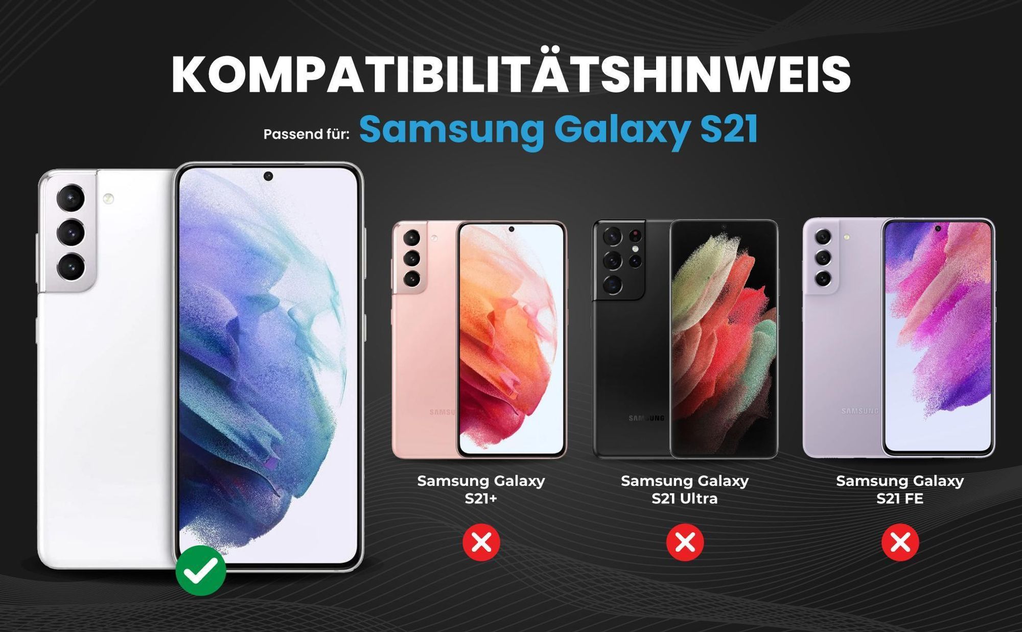 Kompatibilitätshinweise Hülle für Samsung Galaxy S21