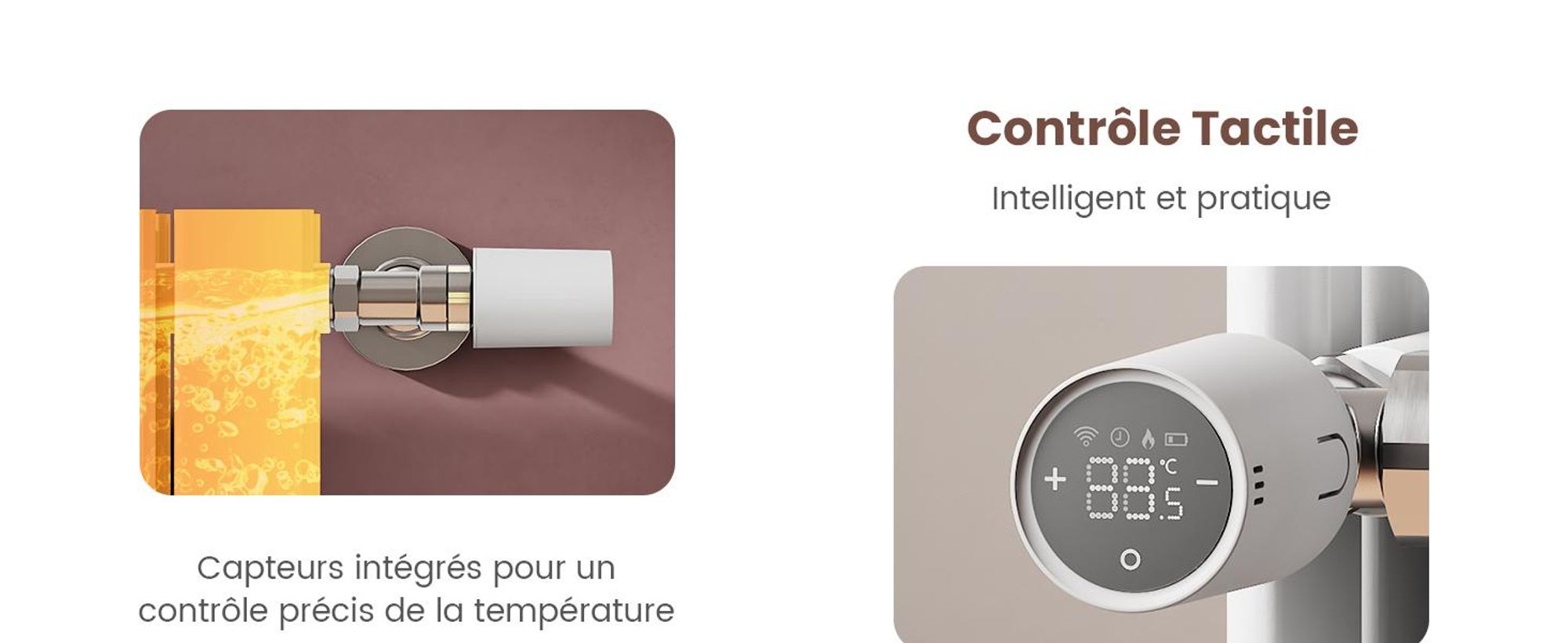 Thermostat de radiateur EMKE Intelligent avec passerelle intelligente – Boîtier ABS blanc Télécommande Détection d'ouverture de fenêtre et sécurité enfants