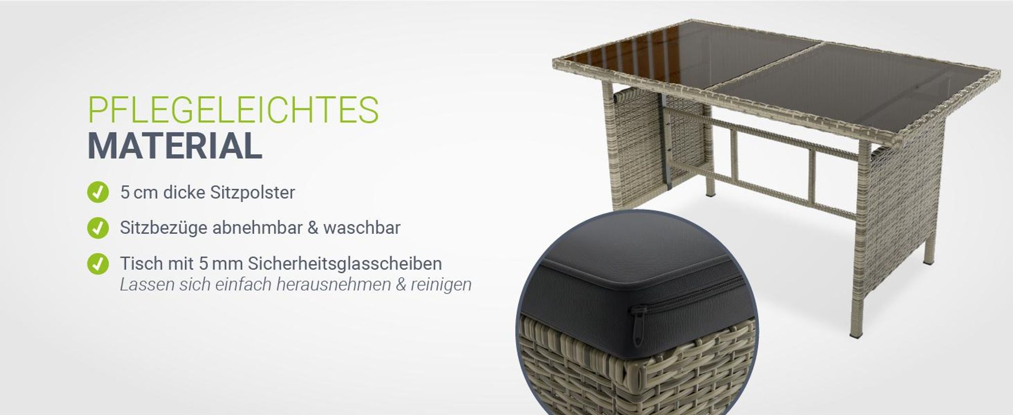 Juskys Polyrattan Lounge Manacor Grau-Meliert und Schwarz