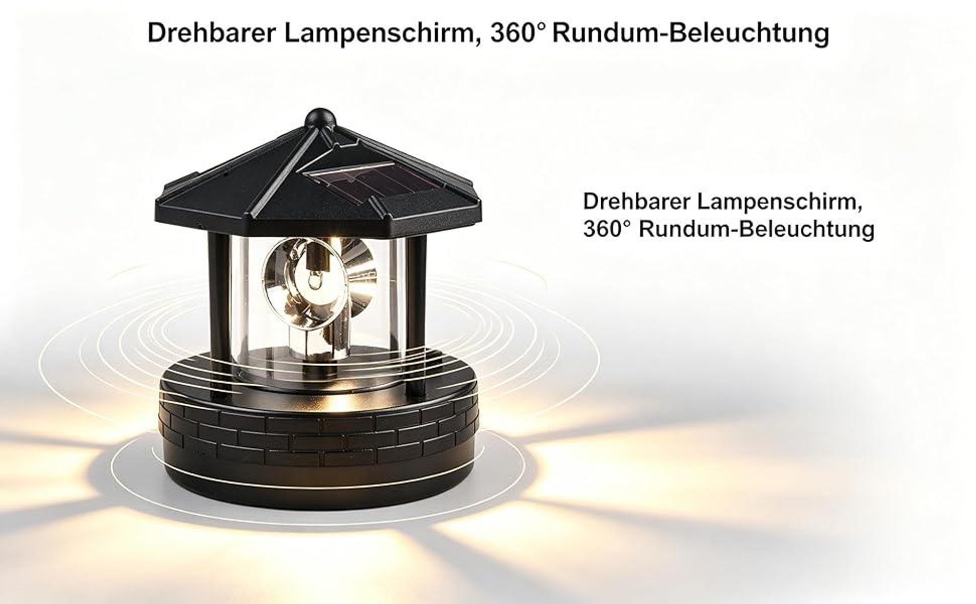 Außenleuchten, Solar leuchtturm, Leuchtfeuer Turm, Solarlampe, Gartenleuchten, 360 Grad Drehbare, Wasserdicht, für Rasen, Hof, Terrasse