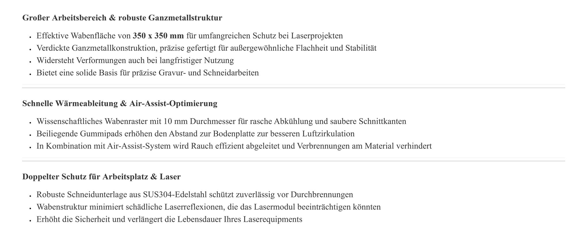 ATOM STACK F2N Waben-bett 350×350 mm – Robuste Metallarbeitsplatte für Atom stack Swift Series, mit umfassendem Zubehör und effizienter Wärmeableitung