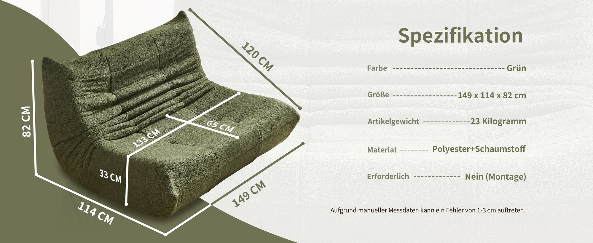Klassische Sessel, Schlafsofas, sitzkissen boden, Lazy Sofa, Bean bag, für Schlafzimmer, Sitzsack