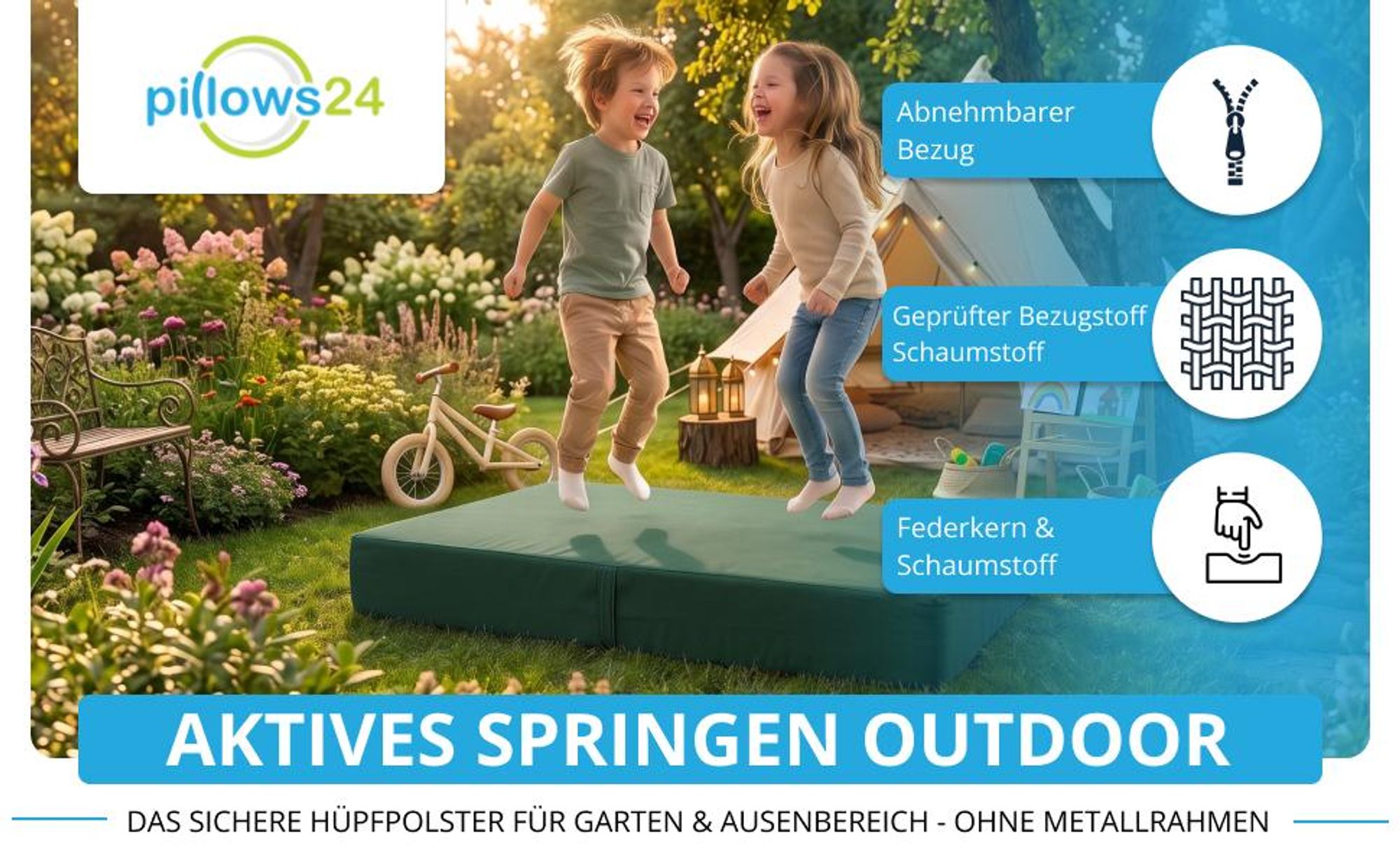sprungkissen springkissen springmatratze spielpolster kinder outdoor trampolin hüpfpolster