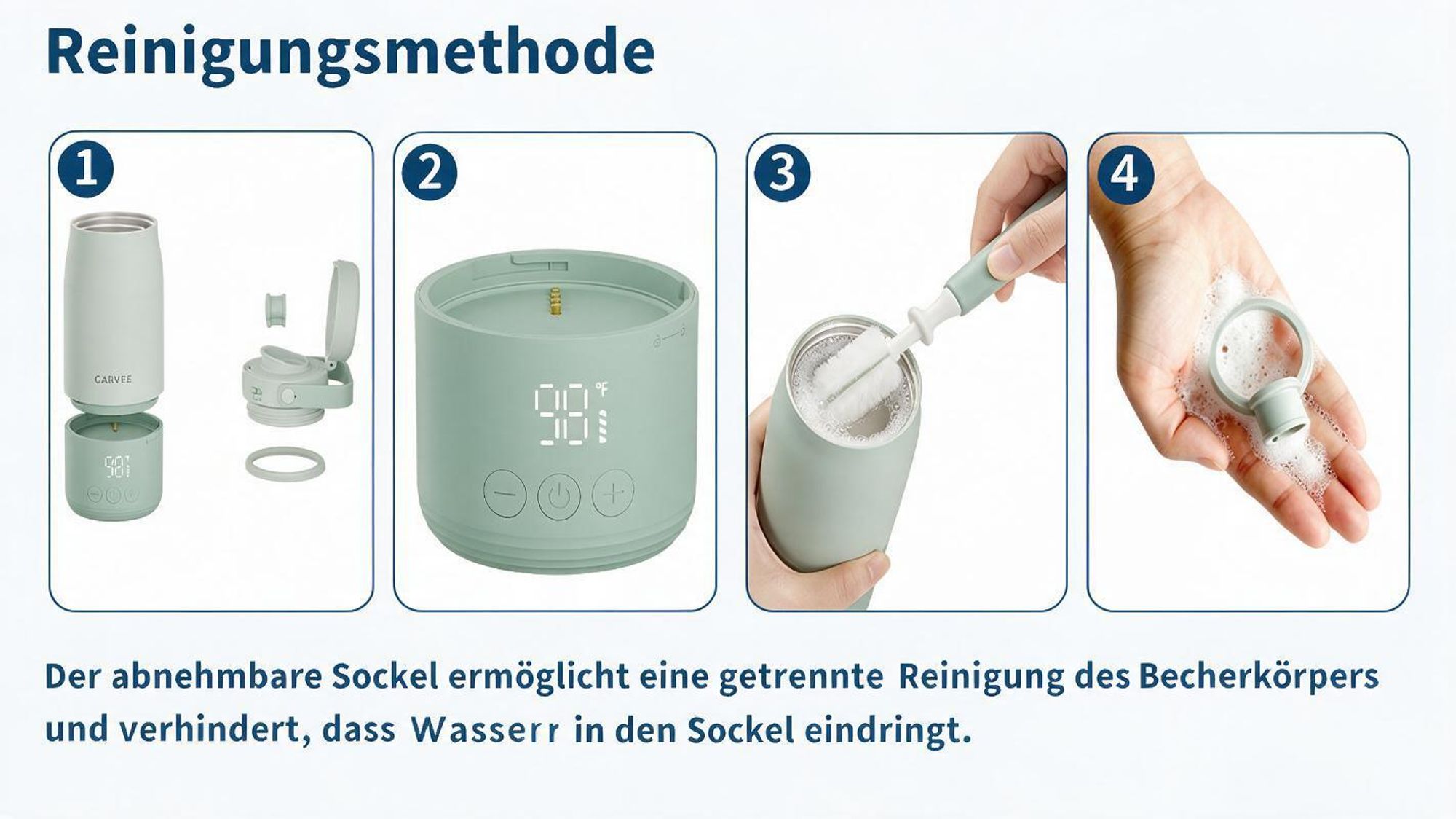 Tragbarer Babyflaschenwärmer für unterwegs, Flaschenwärmmit baby 500 ml 12800 mAh Akku, 2 Minuten bis 37°C, ±1°C LED Display, USB-C, IPX7