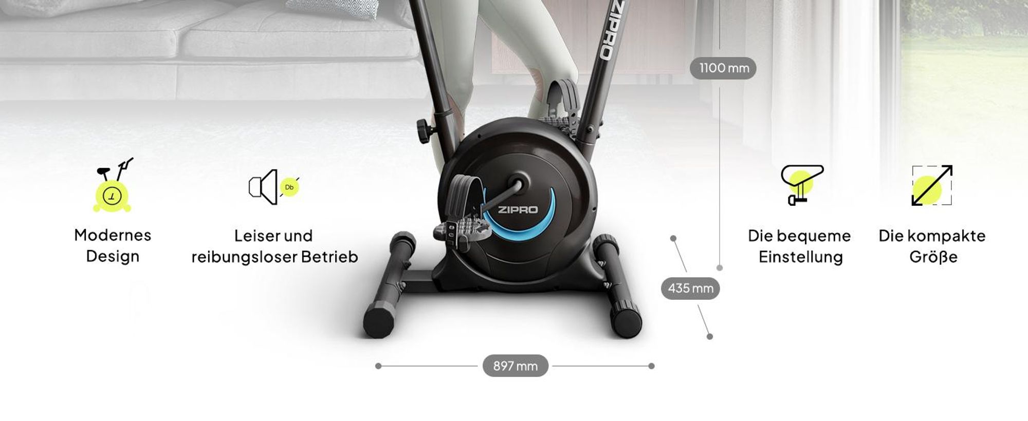 Zipro One S Heimtrainer Fahrrad für Zuhause Magnet Fahhrad bis 110 kg Magnete Exercise Bike Fitnessbike Fitness Fahrrad Hometrainer Cardio Fahrrad Computer Fitness Geräte Zuhause
