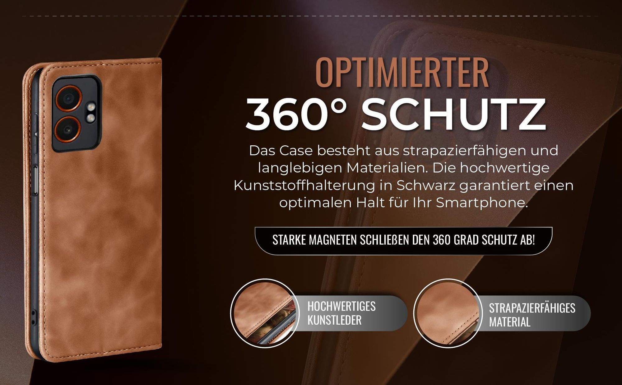 Hellbraune Handyhülle für Samsung Galaxy Xcover7 Pro mit 360 Grad Schutz