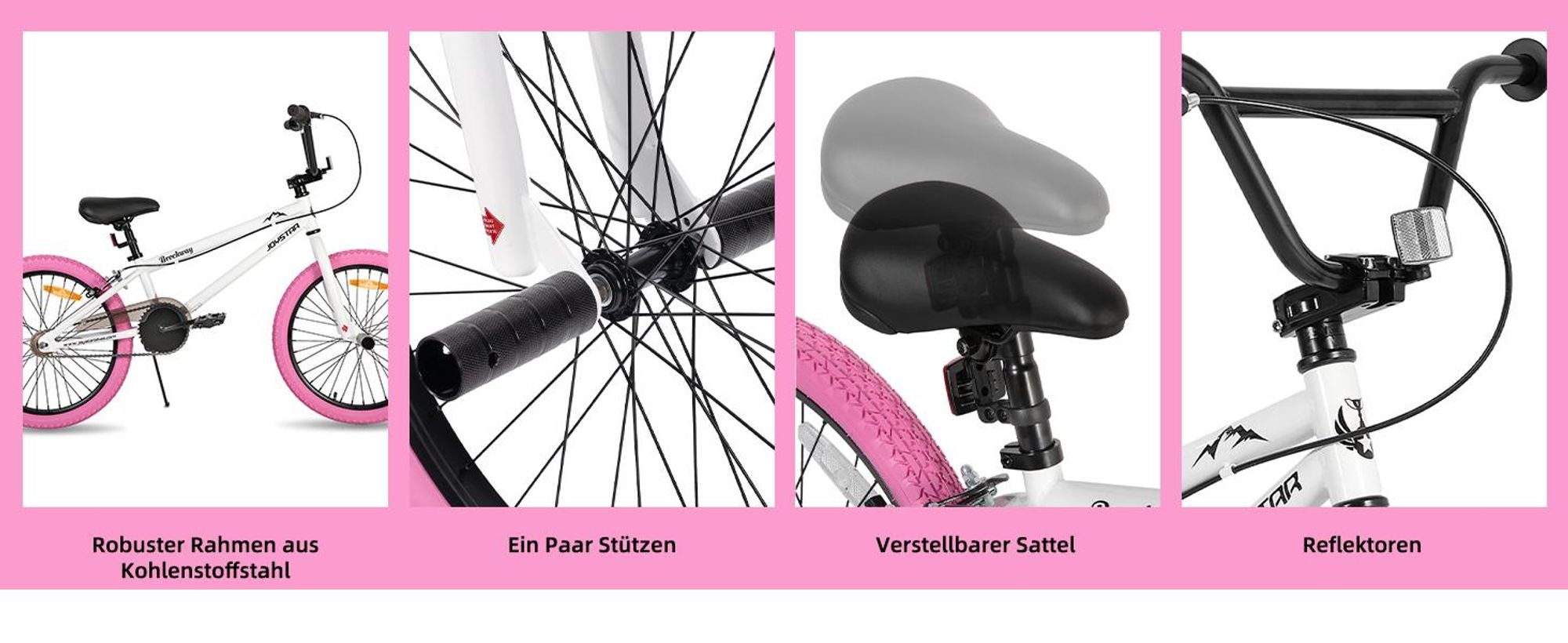 JOYSTAR Kinderfahrrad 24 Zoll BMX Fahrrad für Jungen Mädchen im Alter von 7-12 Jahren,Freestyle, 2 pegs, Singlespeed,Braun