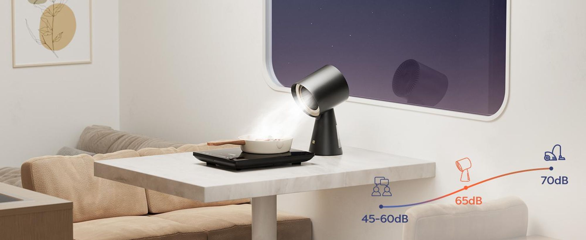 CIARRA HOOD TO GO Mini-hotte aspirante Portable Hotte de table Hotte aspirante mobile Recyclage de l'air 2 vitesses Noir VMPHB01