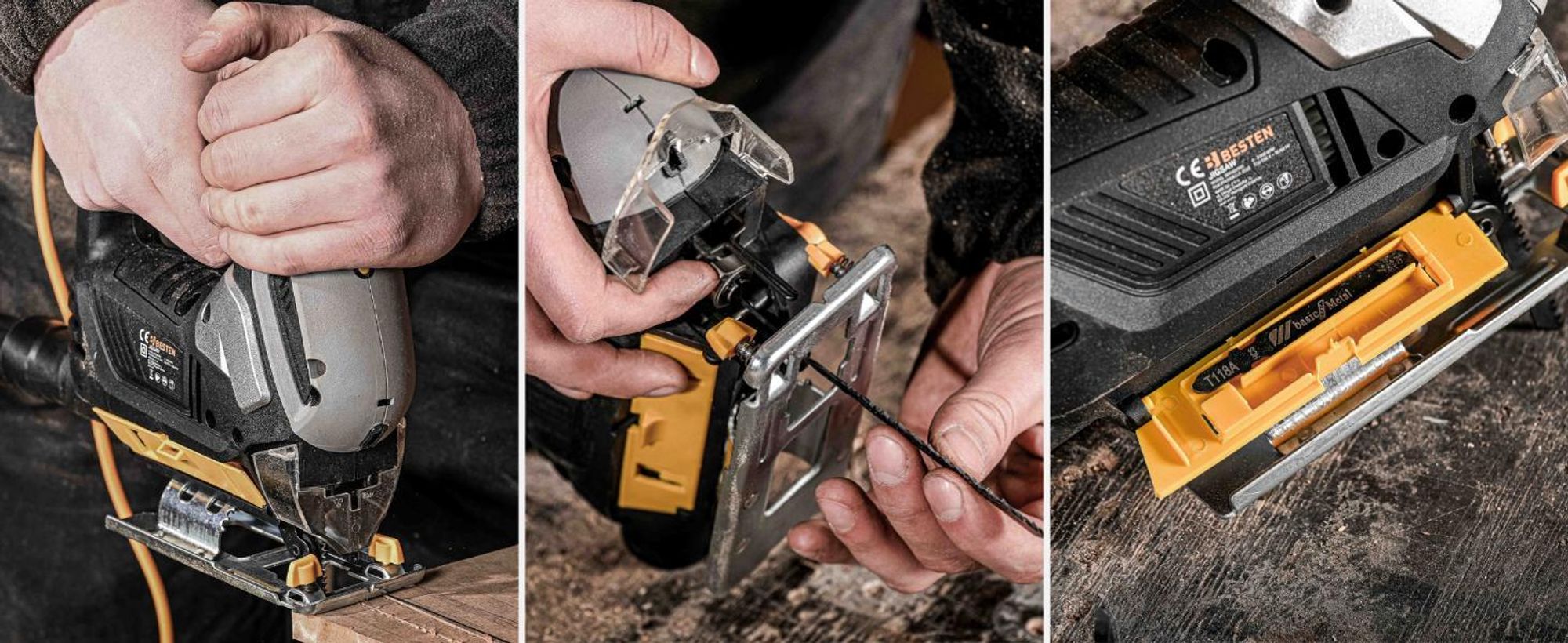 Stichsäge Elektrisch BESTEN BE0002902 Für Holz und Metall Mit Laser + Sägeblätter