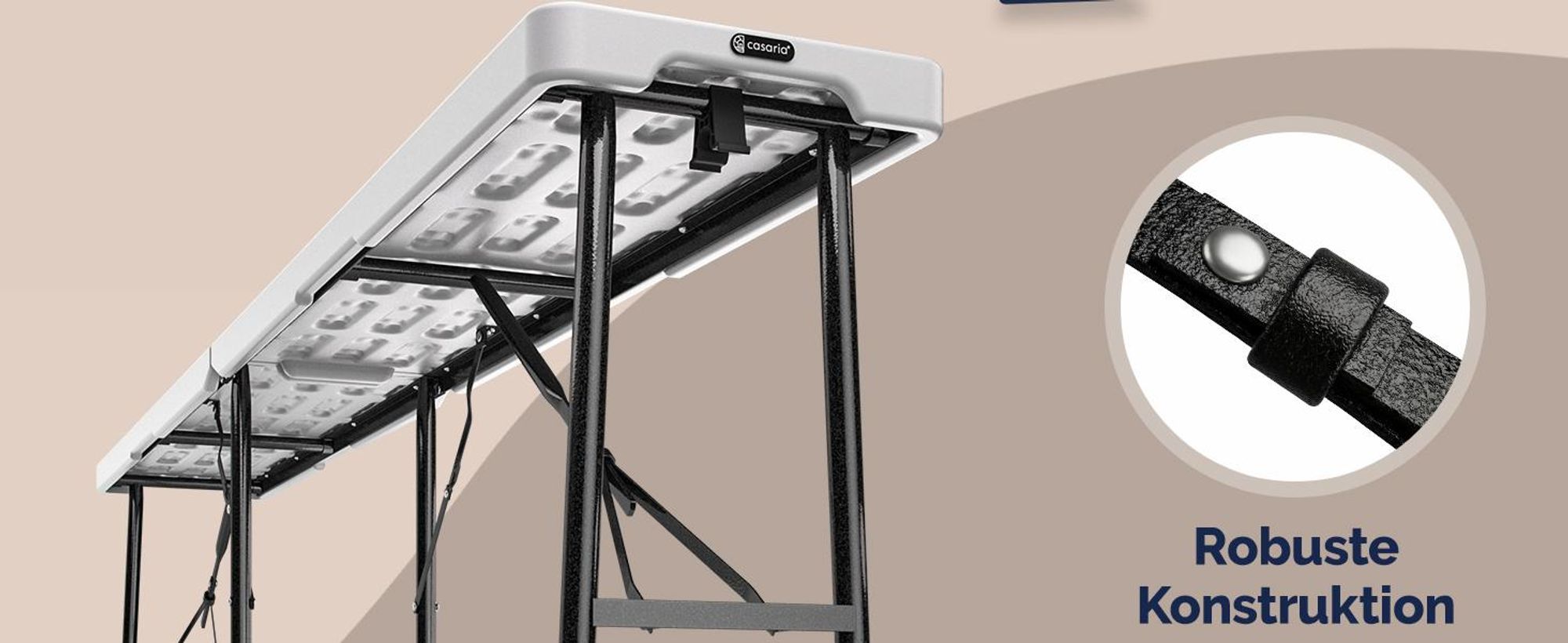 CASARIA Bierbank 2er Set klappbar 180 cm, Kunststoff, 8 Personen, Weiß