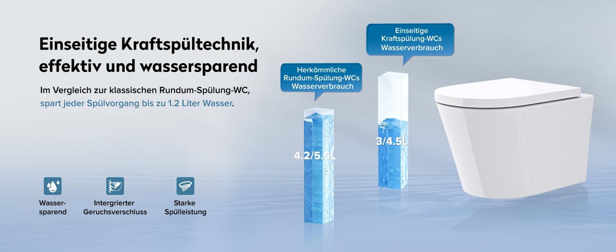 doporro Wand WC Hänge Toilette Weiß inkl. Softclose Absenkautomatik 49x35,5x35 cm Hänge-Toilette spülrandlos Hänge-WC aus Keramik Aachen108