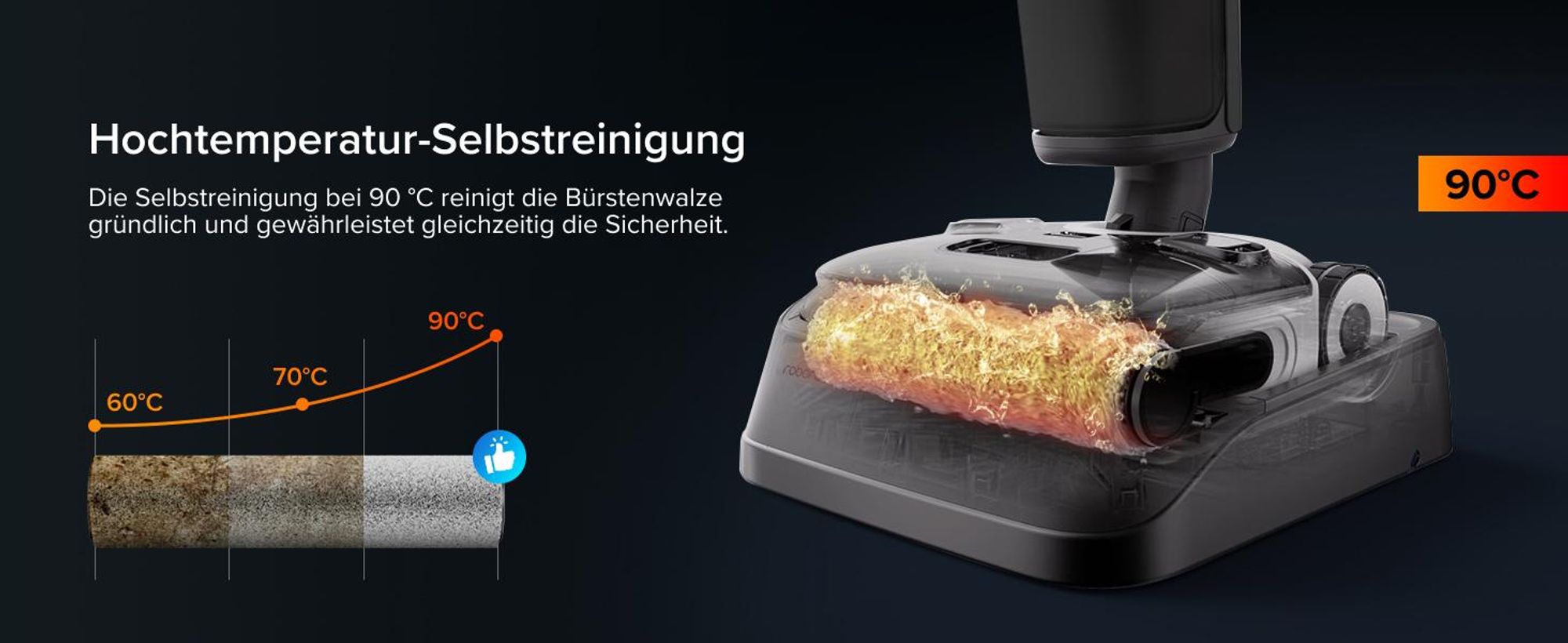 Roborock F25 XT Nass-Trockensauger, 20.000 Pa mit Zero Tangle, 90°C Heißluft-Schnelltrocknung, 180° Flachliegen