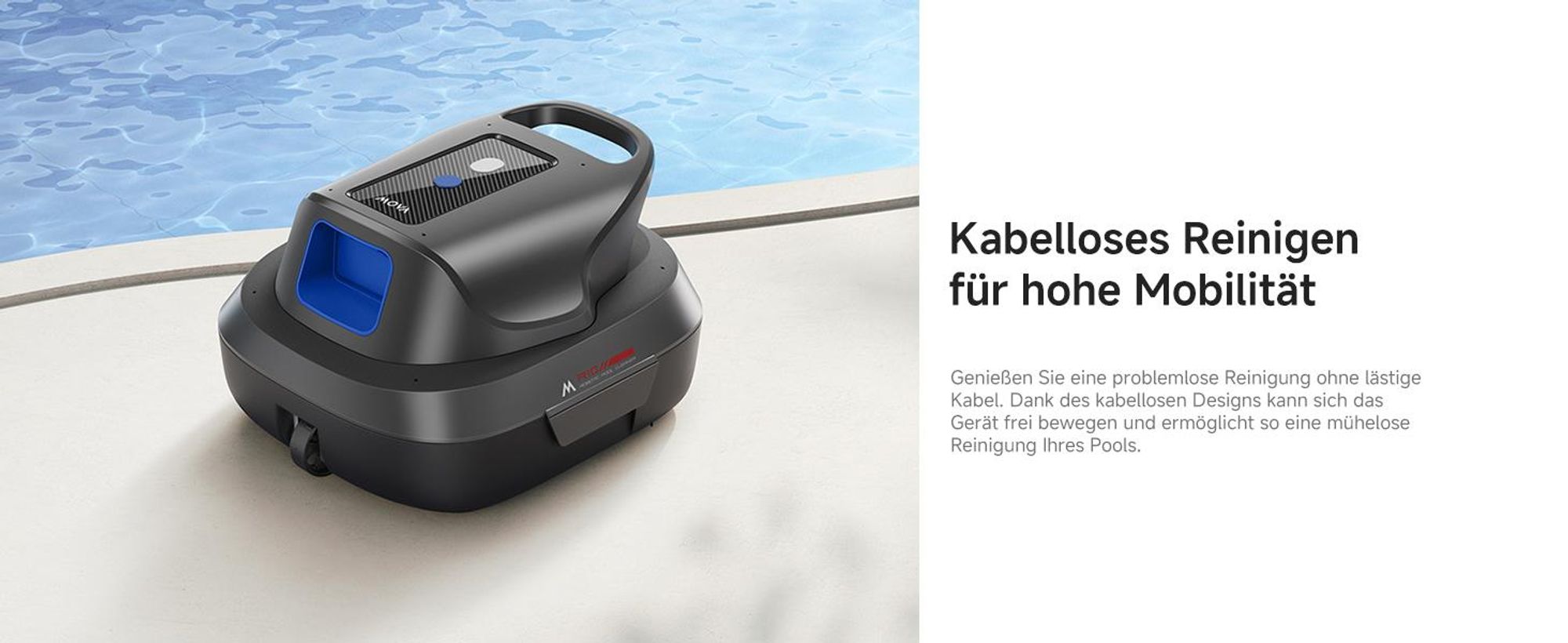 MOVA Diver R10 Poolroboter kabellos, 5700 l/h Saugleistung, 120 Min Laufzeit, automatisches Parken, für oberirdische Pools bis 80 m²