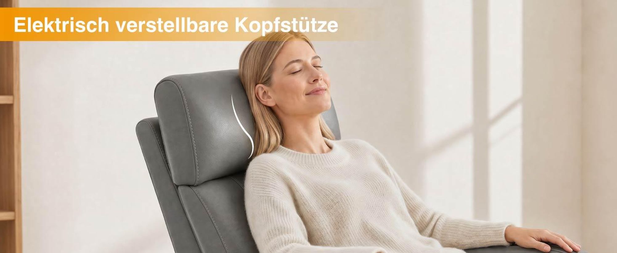 CHITA Elektrischer Relaxsessel, Echtleder, 270° drehbar, Fernsehsessel mit Liegefunktion, elektrisch verstellbar, USB-Anschluss