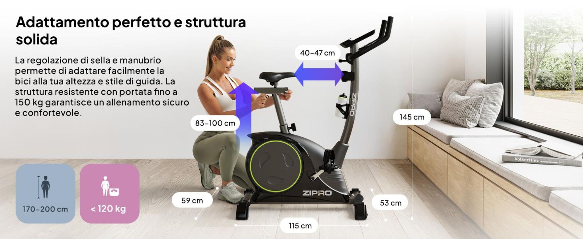 Zipro Nitro Magnetic Exercise Bike | Display LCD | Fitness Bike 8 Livelli di Resistenza | Cyclette, Ergometro, Bicicletta, Pieghevole,