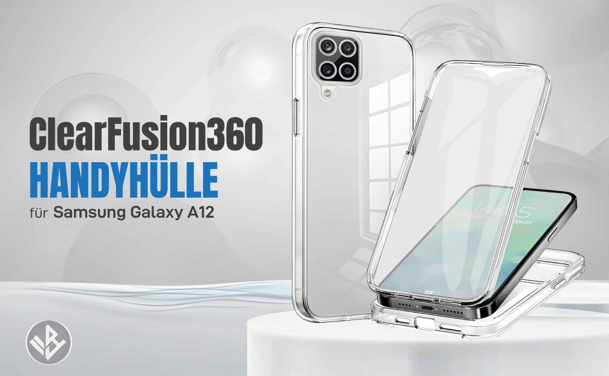 Transparente 360 Grad Hülle für Samsung Galaxy A12 mit Kameraschutz