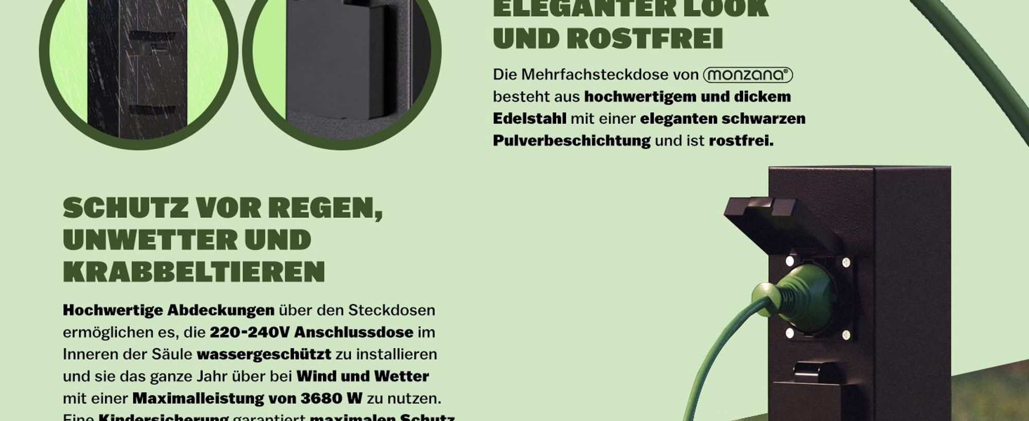 MONZANA Gartensteckdose 4fach IP44