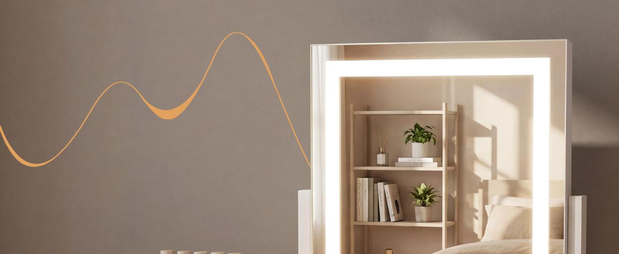 Specchio da trucco a LED ZMH con illuminazione, 25×30 cm, 3 modalità, specchio da toeletta, piccolo specchio cosmetico, specchio da tavolo con luce, specchio da trucco, dimmerabile tramite tocco