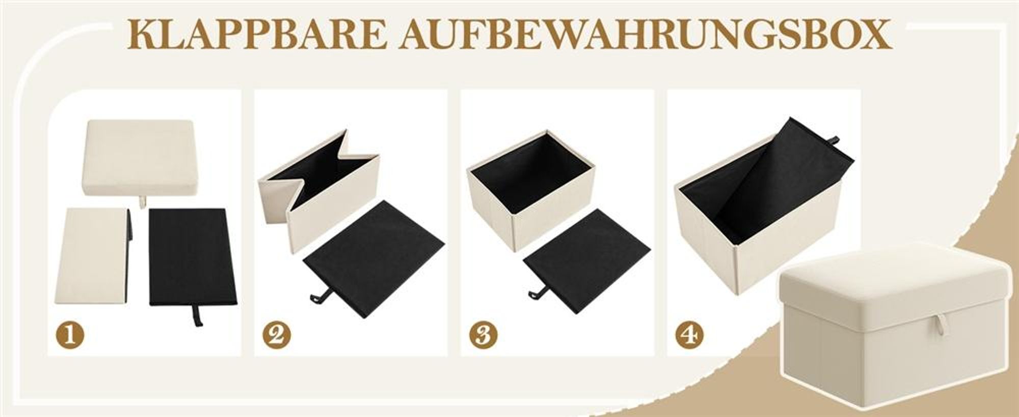 Yaheetech Sessel mit Hocker & Stauraum, bequemer Ohrensessel mit Rückenkissen, Relaxsessel aus Samt, Lounge Sessel für Büro/Schlafzimmer, Beige