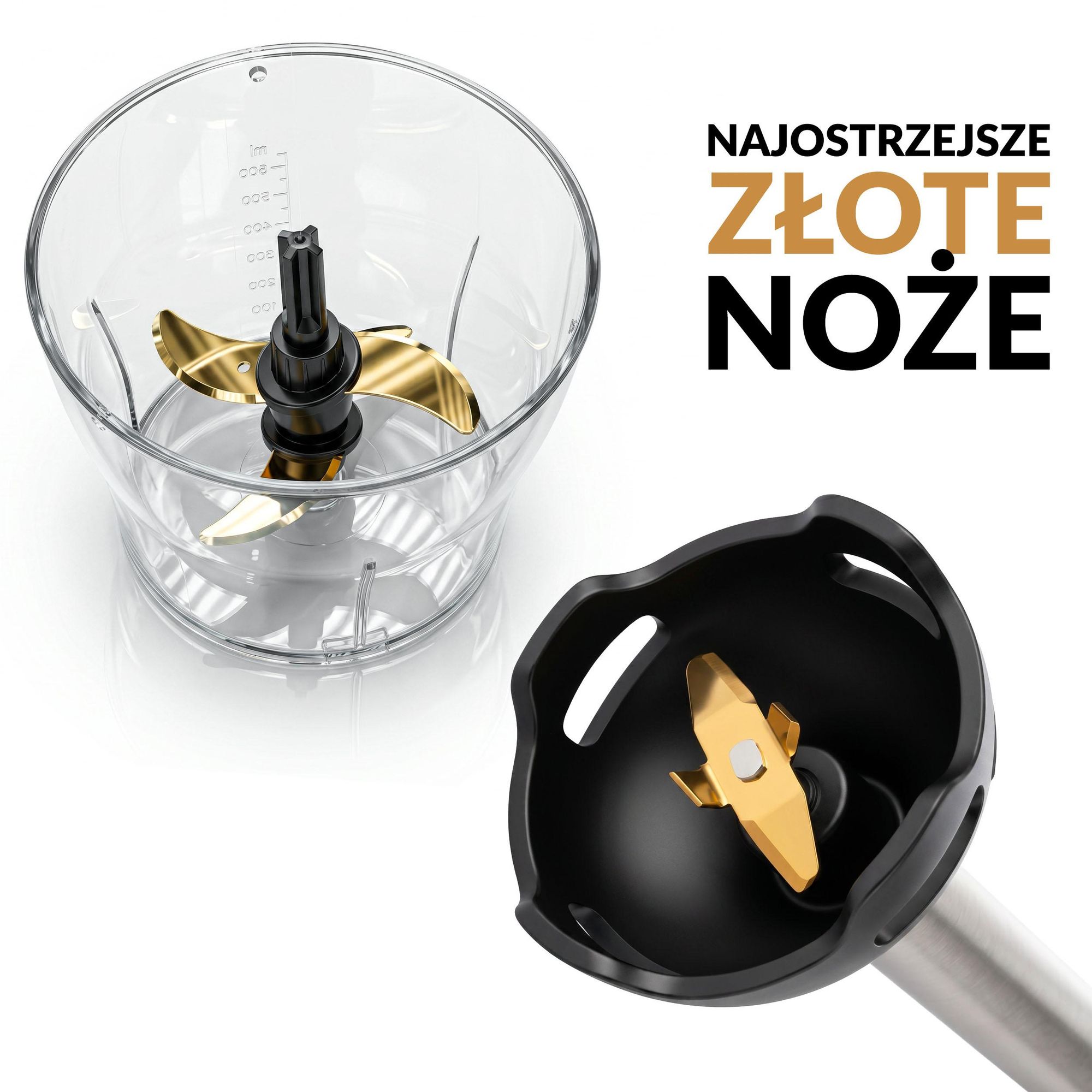 Blender ręczny LEHMANN SELECTO DELUXE mikser, rozdrabniacz, siekacz z zestawem tarek, 2000W, duży zestaw