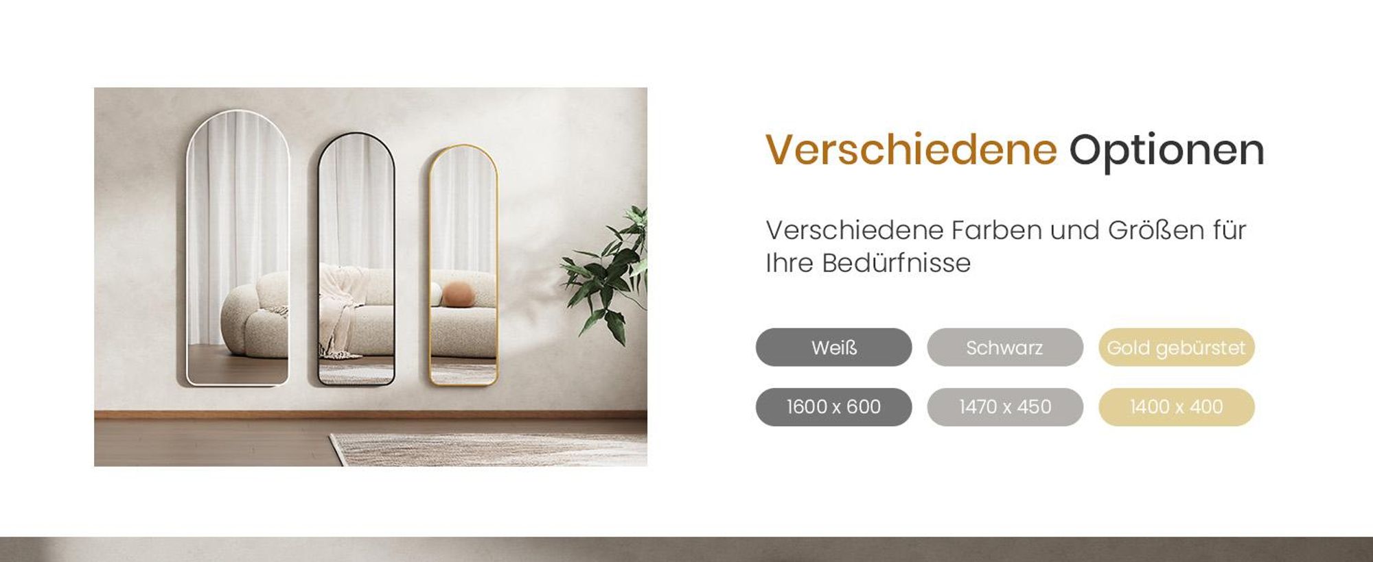 EMKE Standspiegel 160x60cm Ganzkörperspiegel Schwarz Aluminium Rahmen Spiegel Gewölbter Ankleidespiegel mit Explosionsgeschützte Fensterfolie