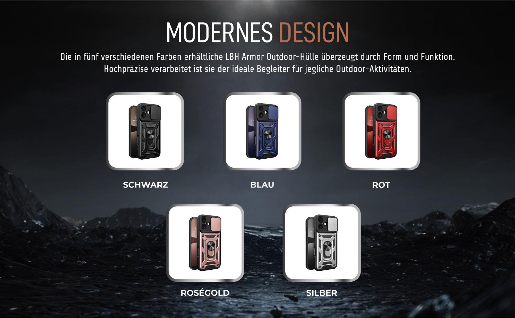 Armorhüllen in Schwarz, Blau, Rot, Rosegold und Silber für Apple iPhone 17
