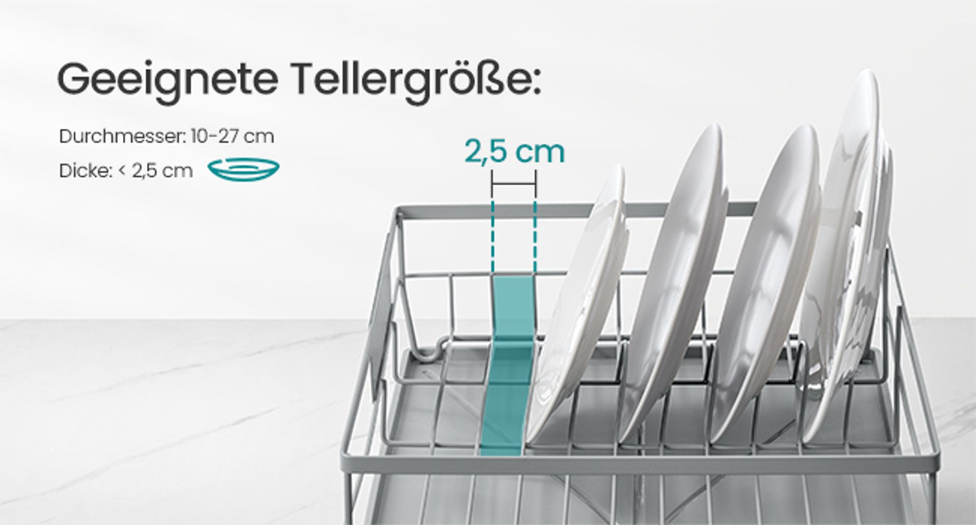 Abtropfgestell Geschirr, Geschirr-Abtropfständer, 360° drehbarer und ausziehbarer Ablauf, Abtropfschale, Besteckhalter, Küche, 31 x 42 x 18,5