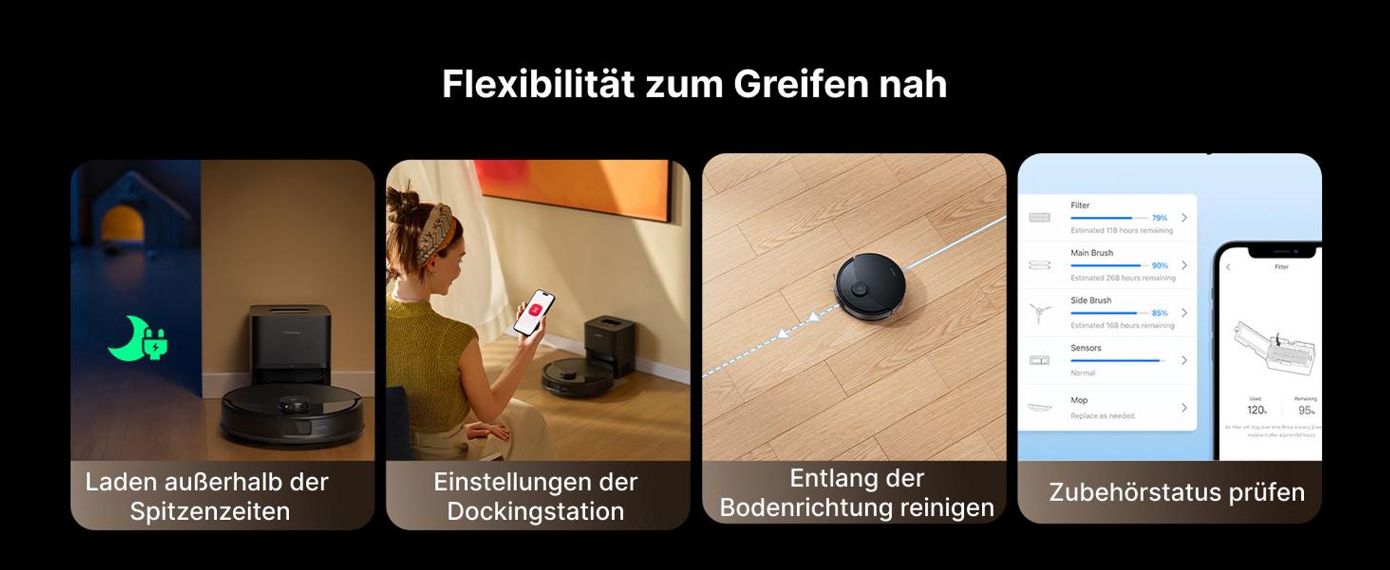 Roborock Q10 PF+ Staubsauger Roboter 10000 Pa (Upgrade von Q8 max+), Dual Anti-Tangle-System, Auto-Entleerungsstation für 7 Wochen, Schwarz