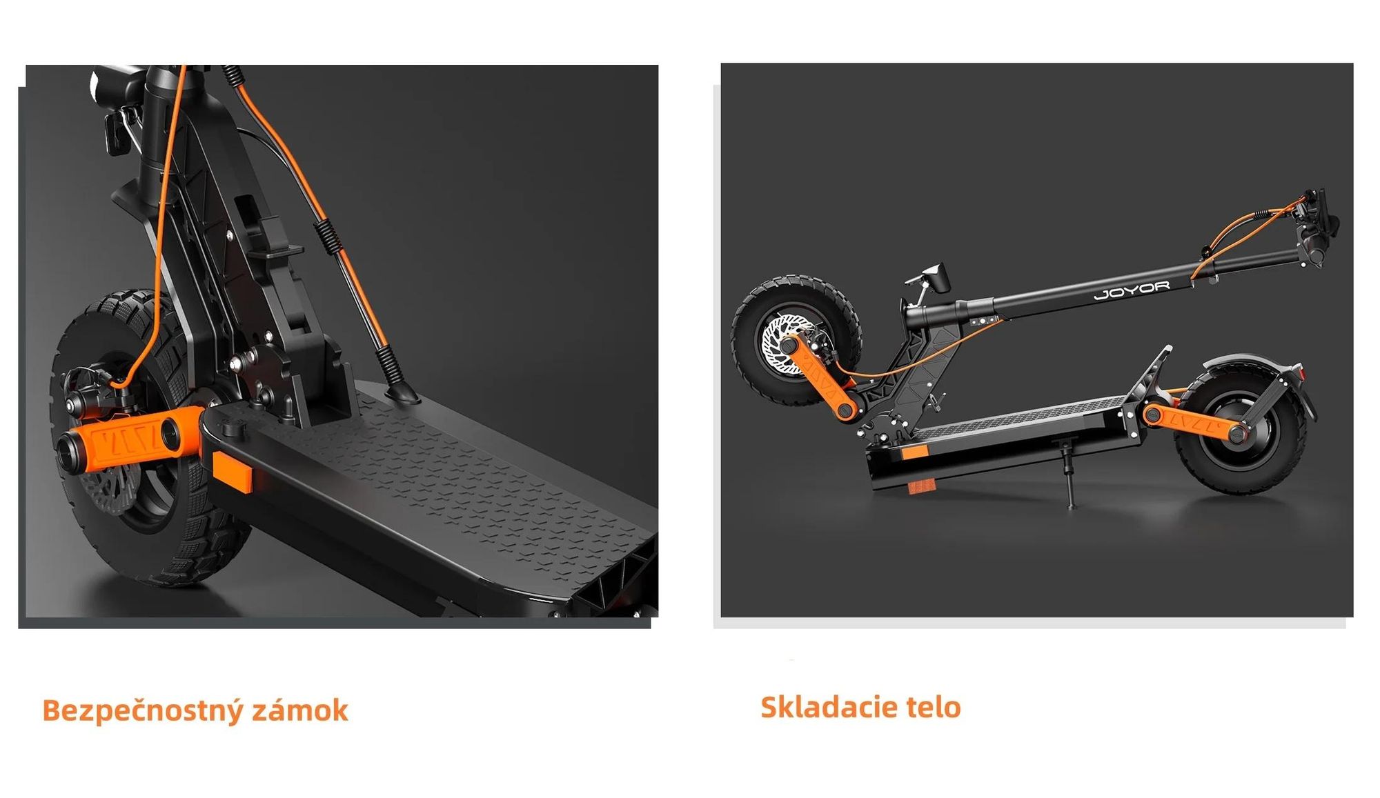 Elektrický Kolobežka JOYOR S5 S Certifikátom ABE - 500W Motor 48V13AH Batéria 45KM Dojazd Kotúčová Brzda - Čierna