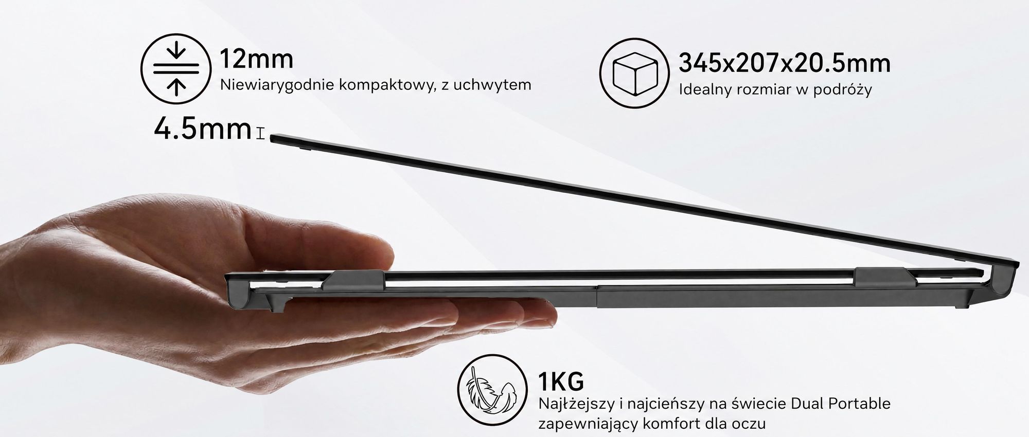 Blackview Przenośny monitor DCM6 14", monitor do laptopa z dwoma ekranami, ultracienki, FHD, do laptopów 13,3"-17,3", certyfikat obrót o 180°, kompatybilny z systemami Windows/Mac/Android