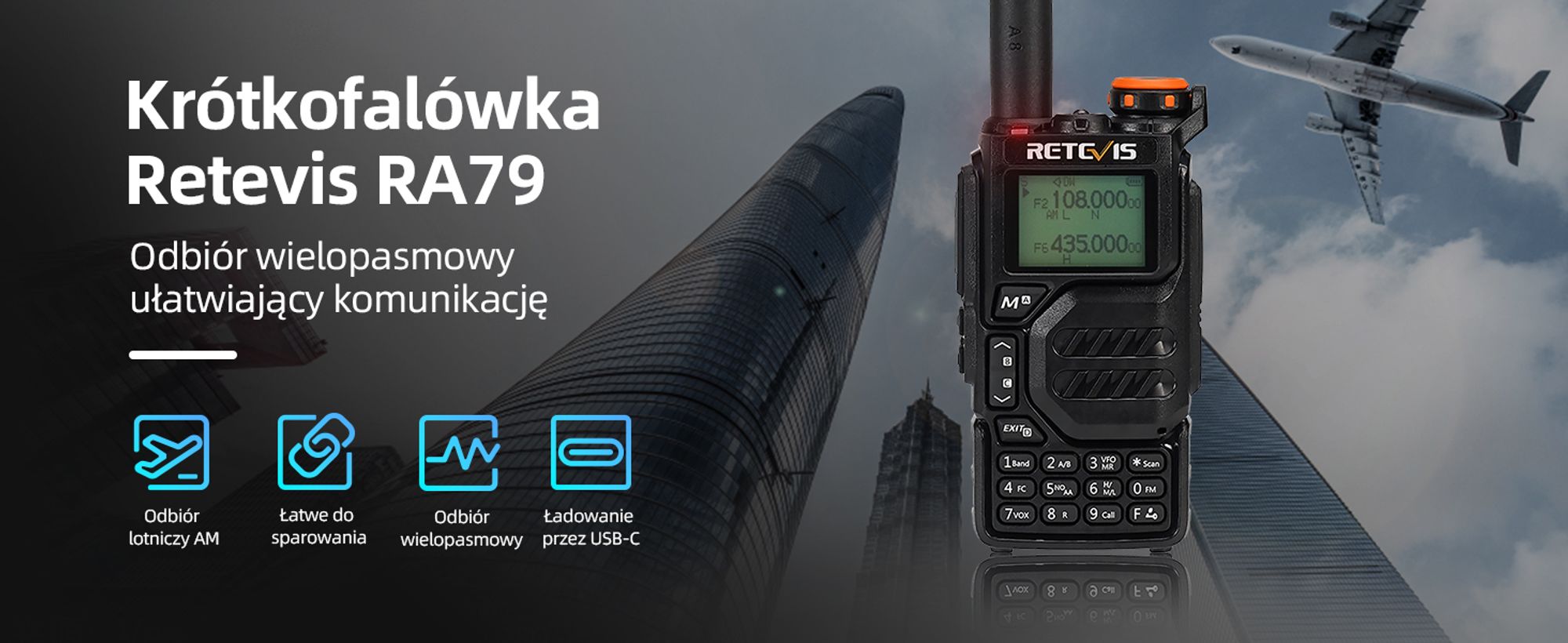 Radiotelefon amatorski Retevis RA79, radiotelefon nasobny o mocy 5 W, akumulator 1400 mAh do polowań, podróży, wędrówek, radiotelefon dalekiego zasięgu (1 szt.)