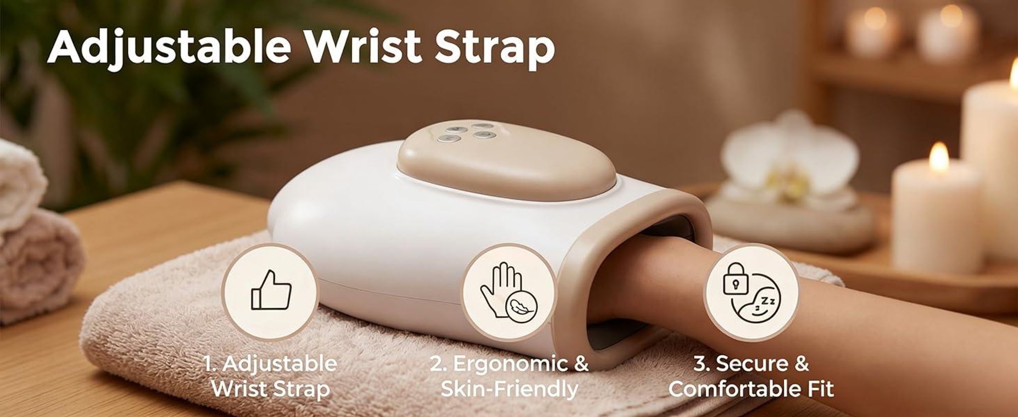 Comfytemp Handmassagegerät mit Wärmefunktion – 5 Modi, Luftdruckmassage für Hände & Handgelenke, Kabellos, Büro & Zuhause