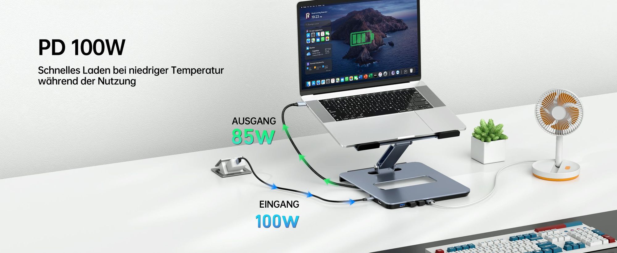 BENFEI Laptop-Ständer & -halterungen Laptop Ständer mit USB C 6in1 Dockingstation