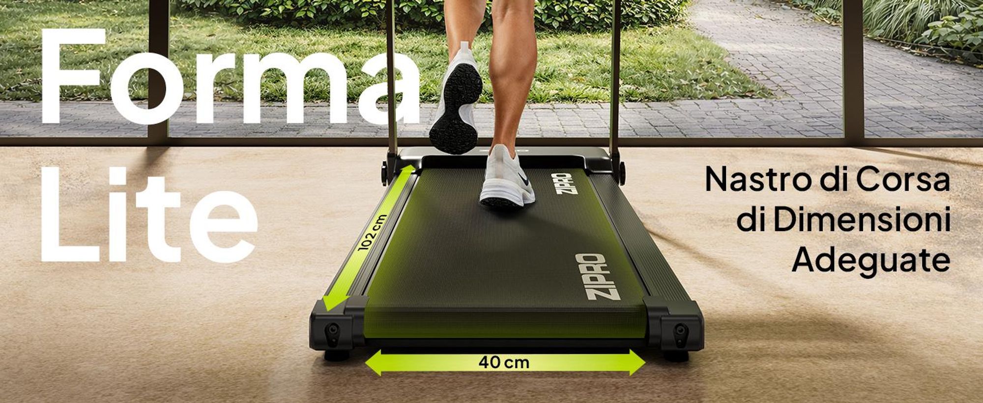 Tapis roulant elettrico pieghevole ZIPRO Forma Lite – Design ultrapiatto, velocità fino a 12 km/h e portata massima di 120 kg - Compatibile con app Bluetooth, walking pad silenzioso