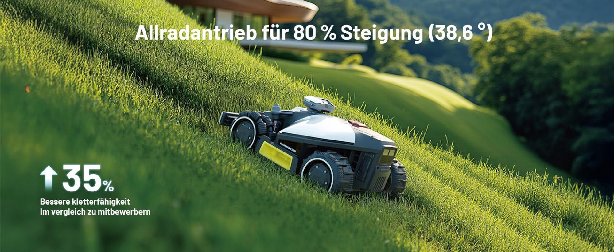 Mähroboter Mammotion LUBA mini AWD 1500 ohne Begrenzungskabel NetRTK+Vision Auto-Kartierung Empf. 1500m² Max. 1800m² 80% Steigung mit 4G-Modul APP