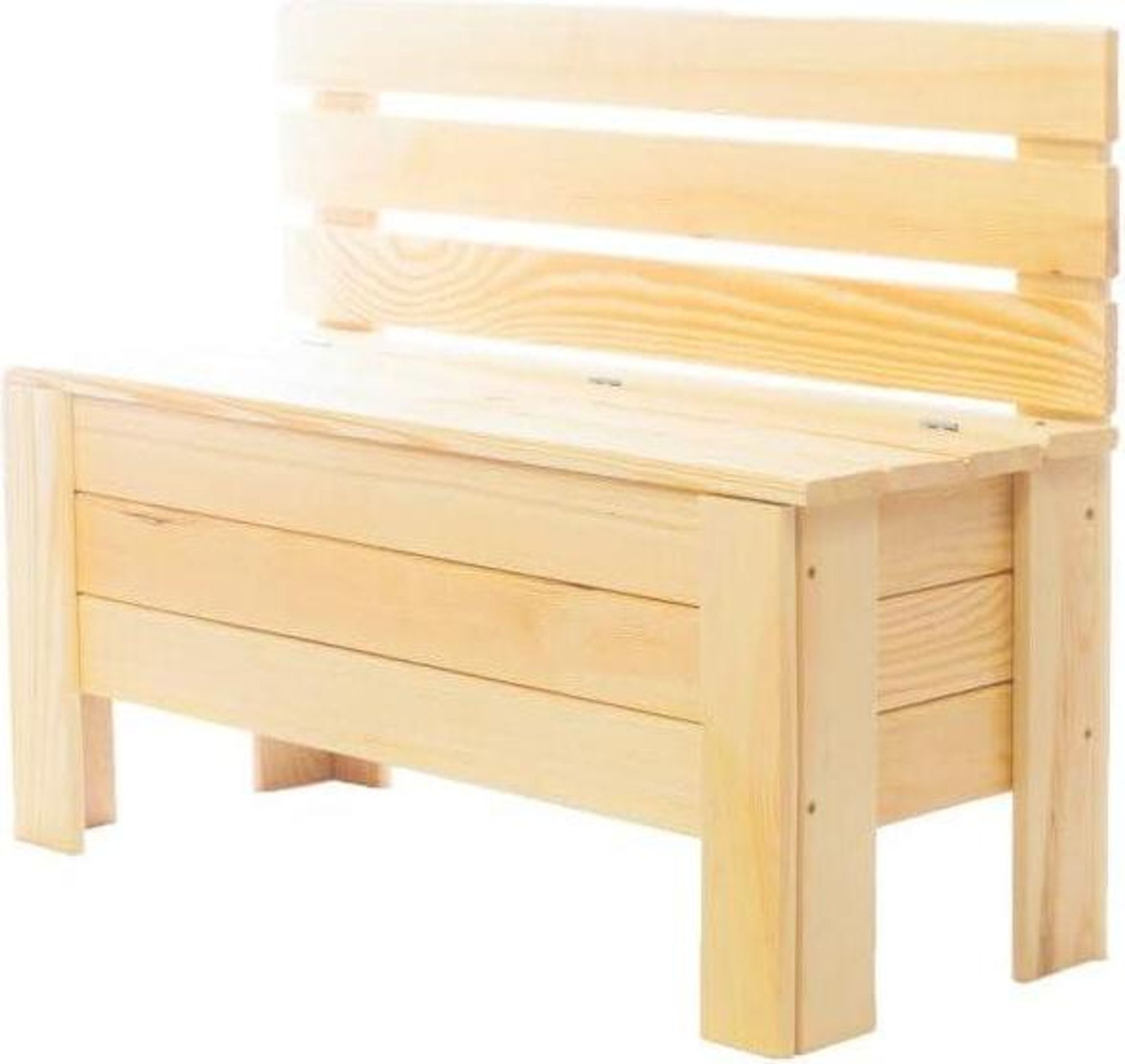 STOLMAK Gartenbox aus Holz 111 l 71x54x29 cm Natur Massivholz Kiefer Auflagenbox Kissenbox Holztruhe Sitzbank Gartenmöbel
