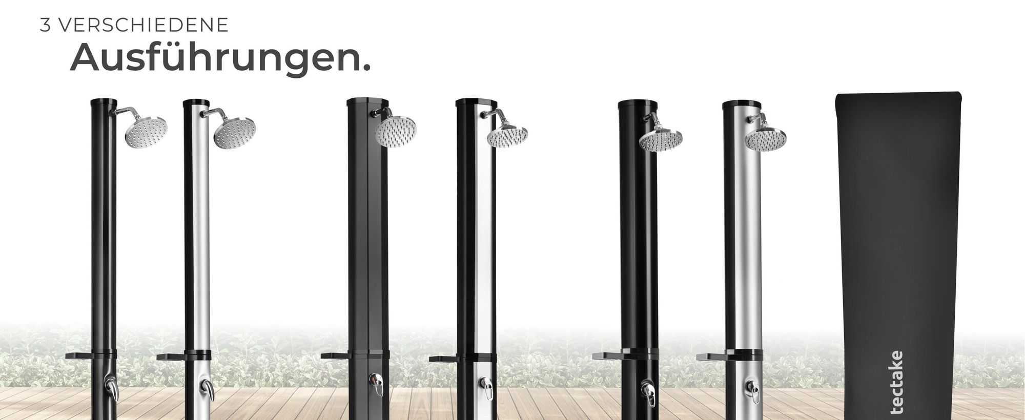 tectake® Solardusche Tinto 20 Liter, mit Seifenablage extra Wasserhahn, inklusive Schutzhülle