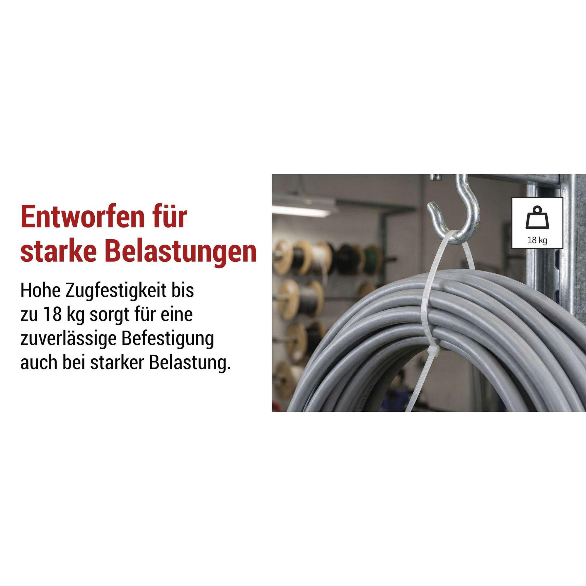 EMOS 100 Stück Kabelbinder aus Nylon PA66 für Innen, 150 x 3,5 mm, für max. Ø 3,5 cm Kabelbündel, Kabelmanagement selbsthemmend, weiß, A2844