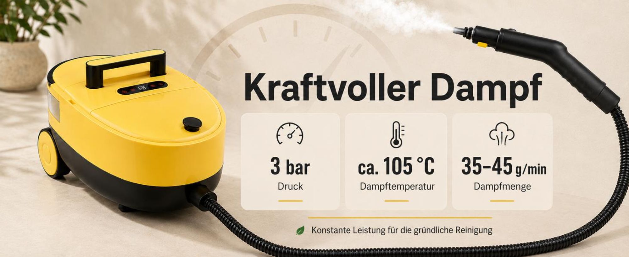 2500W Tragbarer Dampfreiniger, 2L Wassertank, 3 Dampfstufen am Griff, 15 Sek. Aufheizzeit, integrierter Stauraum, 20 Zubehörteile für Haus und Küche