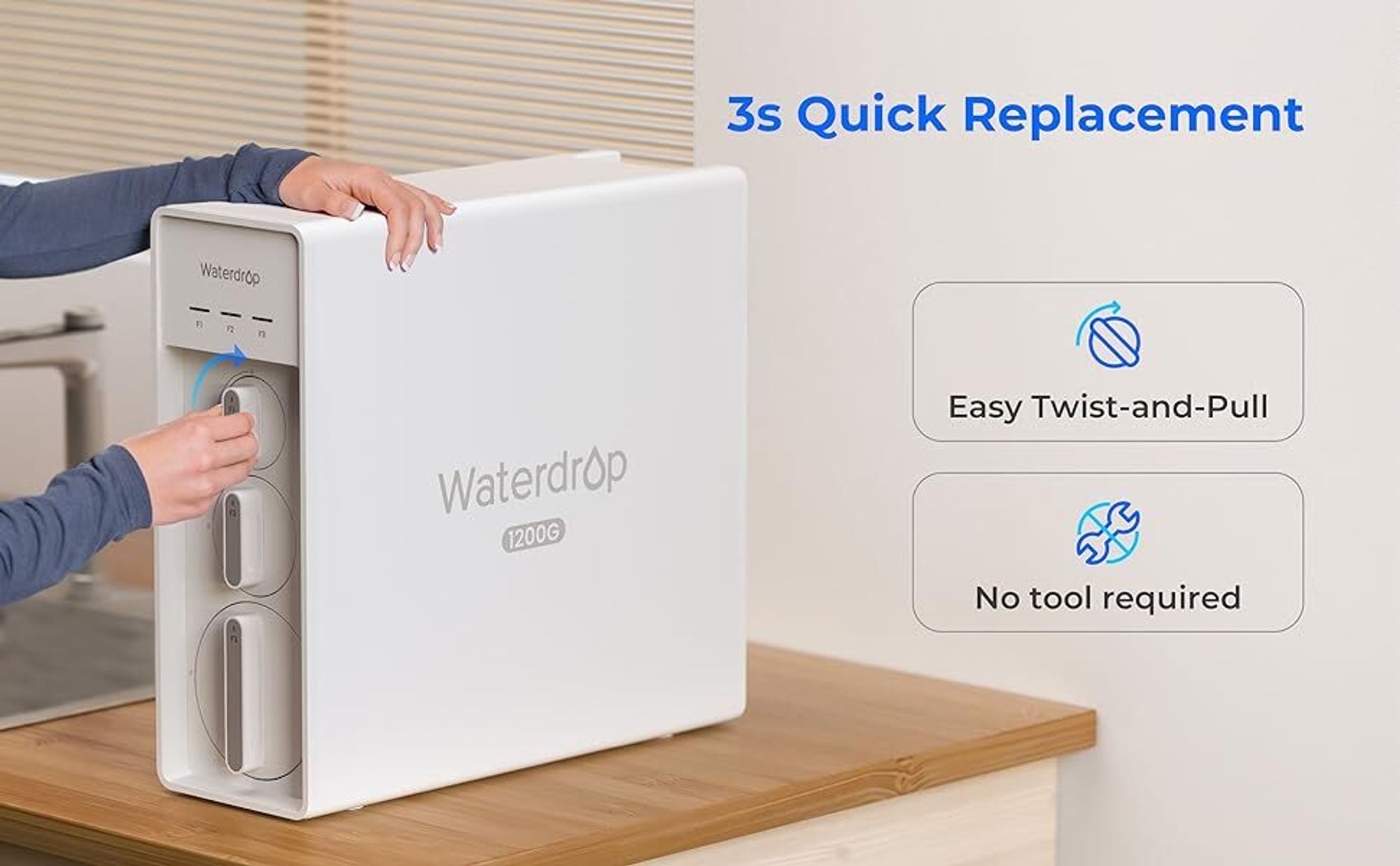 Waterdrop WD-F1A  Filter, Ersatz für WD-X12 & WD-X16 Umkehrosmoseanlage, 12 Monate Lebensdauer