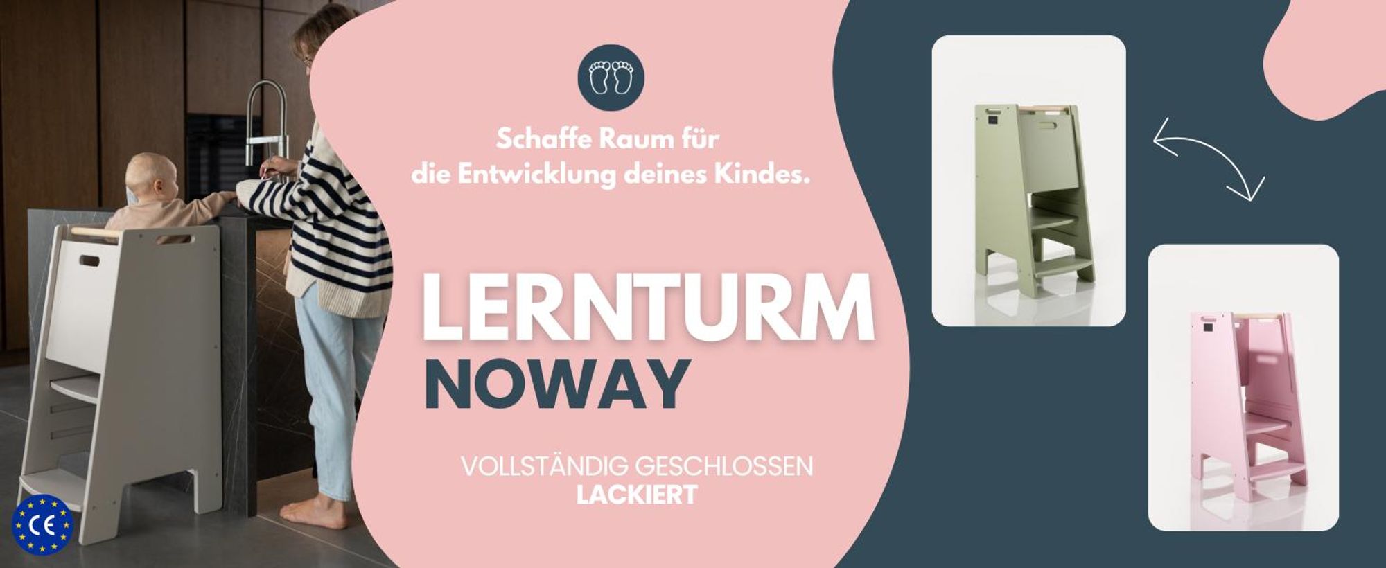 NOWAY - Montessori Lernturm Kitchen Helper Kinderplattform Küchenturm lackierter – kaschmir