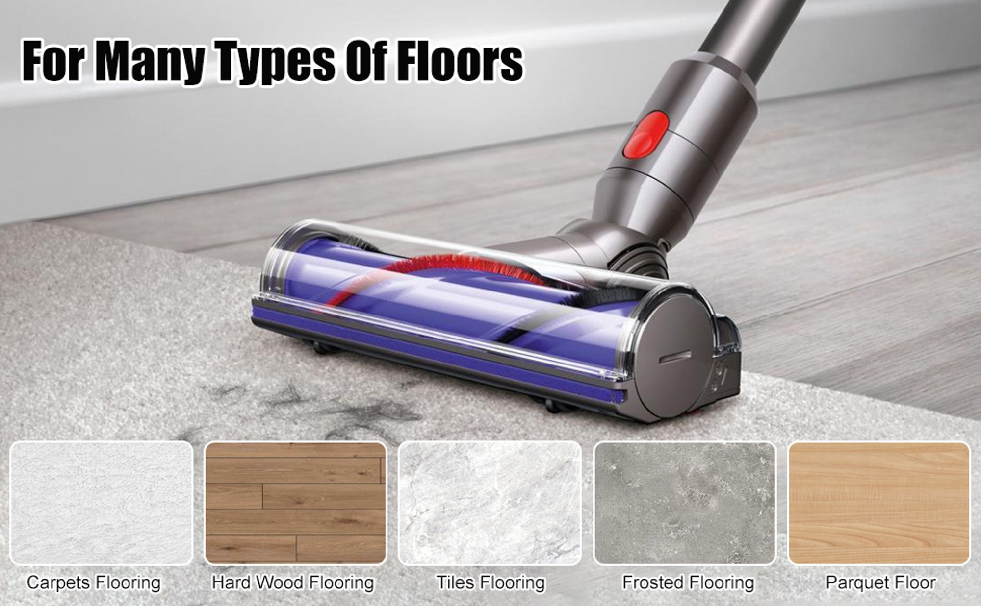 Bürste Kompatibel mit Dyson V7 V8 V10 V11 V15 Staubsauger, Bodenbürste Zubehör mit Direktantrieb Weiche-Reinigungsbürste, für kabellosen Staubsauger
