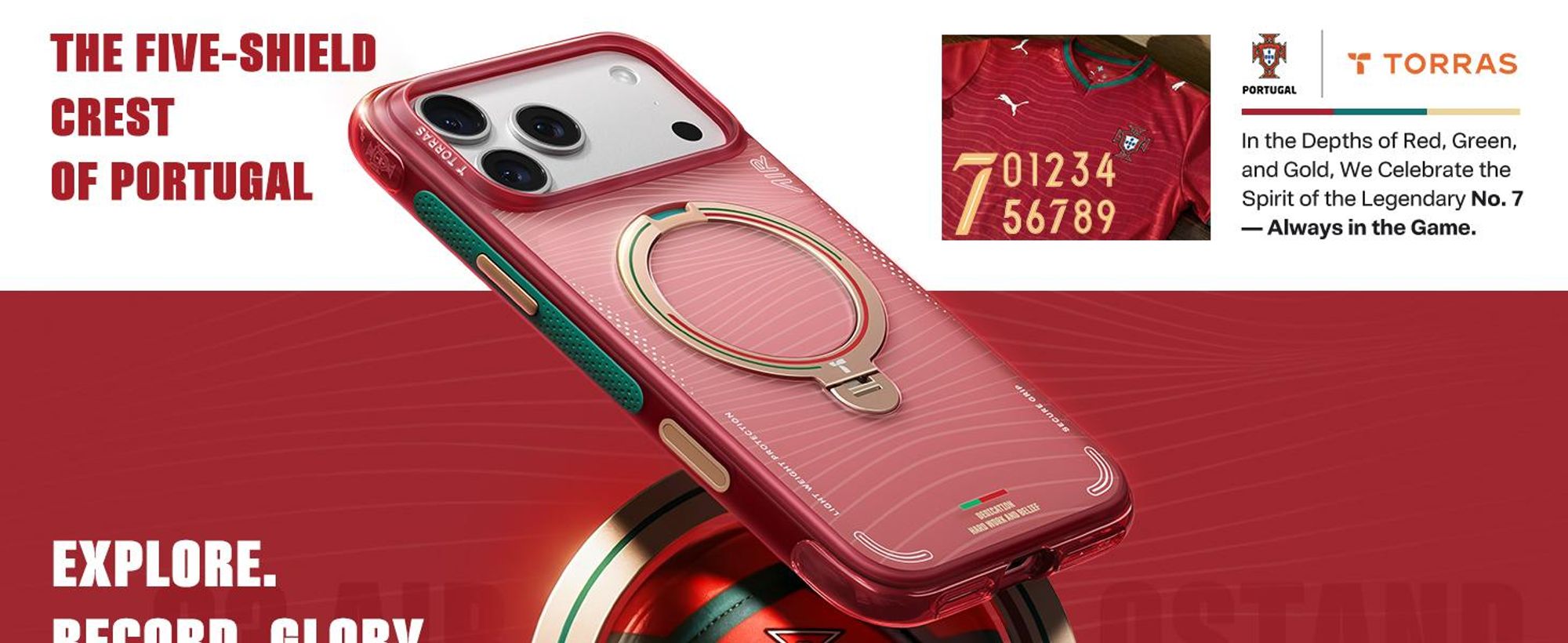 TORRAS Q3 Air x Portuguese(FPF) für iPhone 17 Pro hülle mit echtem Airbags Doppelter Schutz & 360° Magnetischer Robust Ständer, Glory Slash