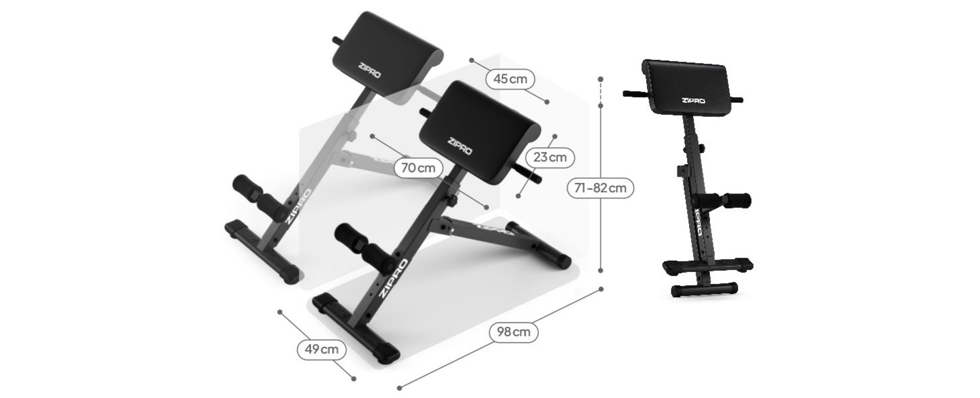 ZIPRO Core Direct Rückentrainer Klappbar - Römische Bank Hyperextension Bauchtrainer Rückenstrecker Fitnessbank Heimtrainer Homegym Core 220 kg