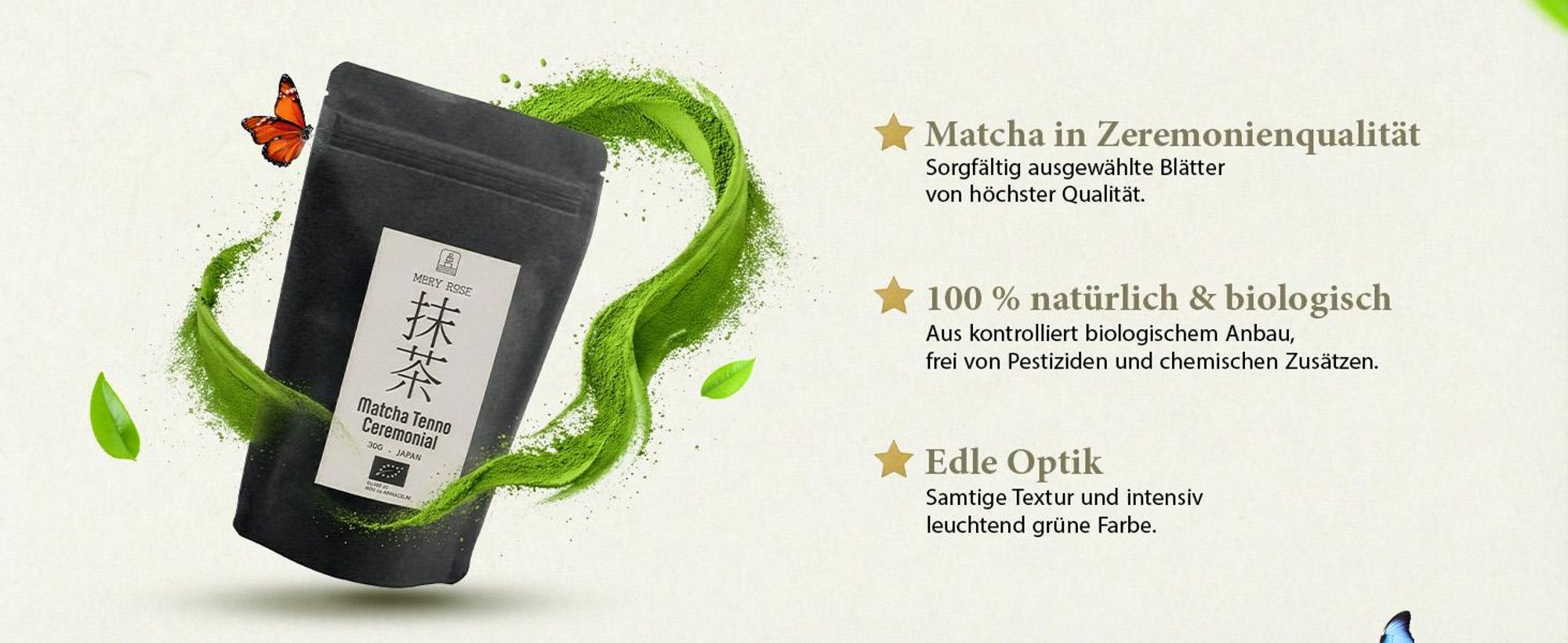 Mary Rose - Matcha Tee Ceremonial Tenno Bio Japan 30g - Hochwertiges Grüner Tee Pulver aus Miyazaki - Mild, Umami - Erste Ernte - Ohne Bitterkeit