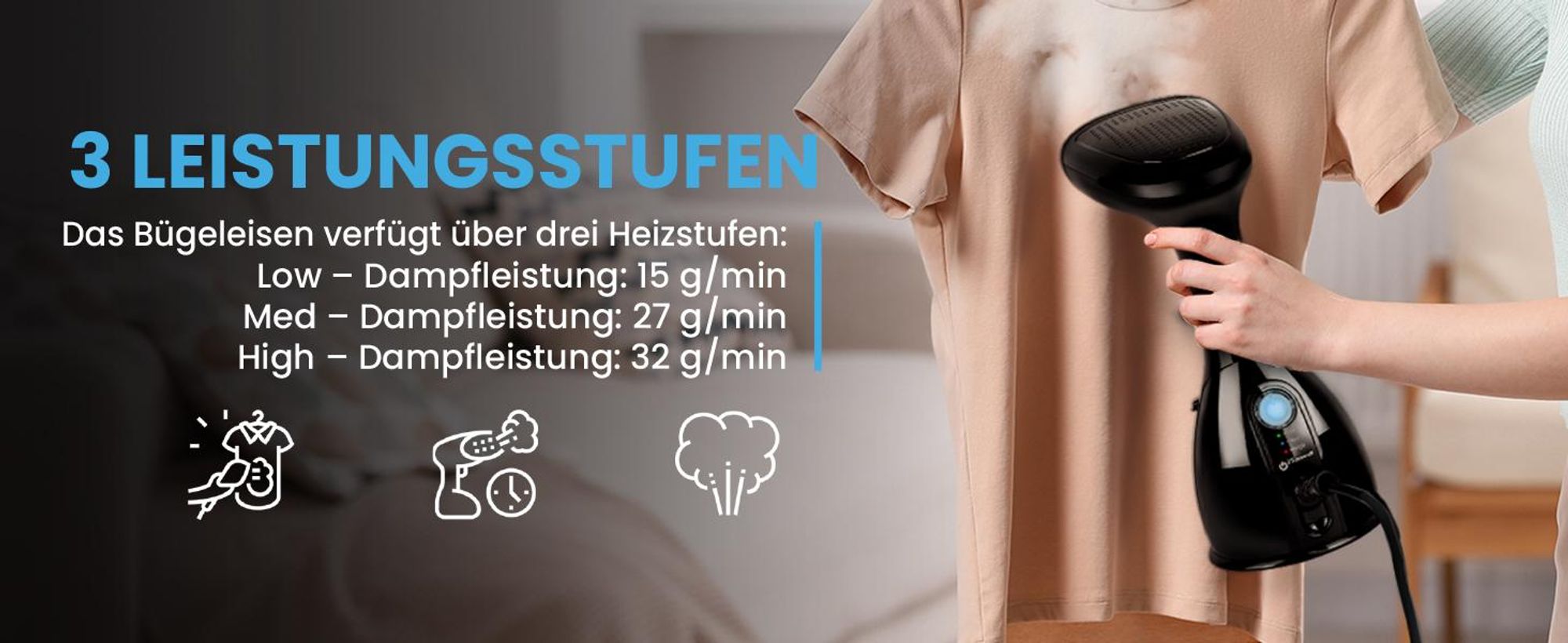 Dampfglätter Dampfstoß in praktischer Reisegröße